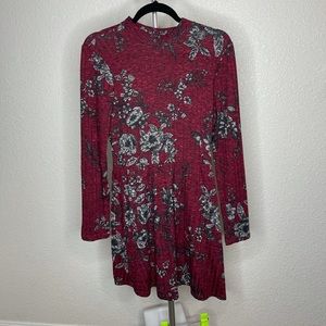 burgundy rose dress